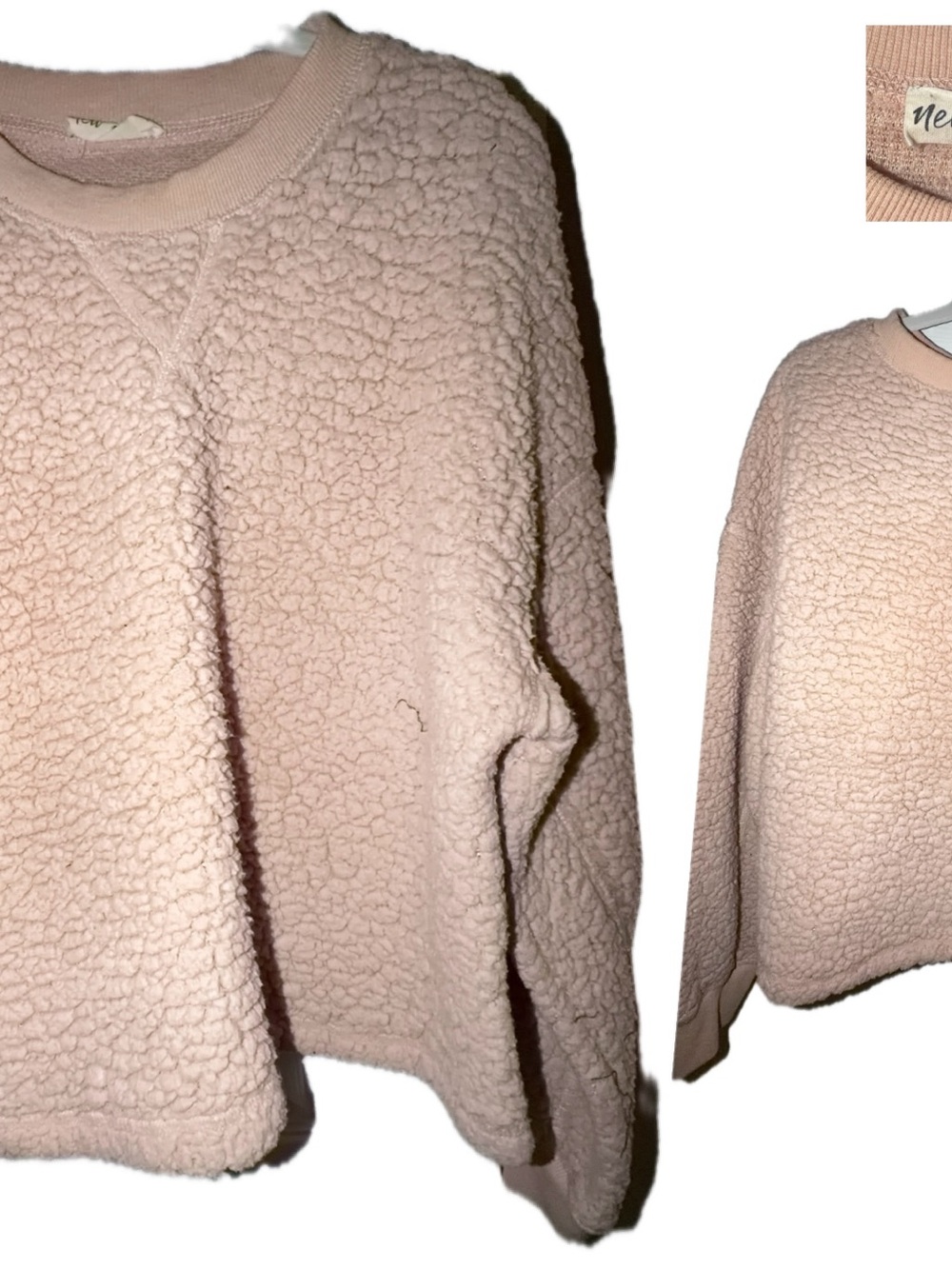 Neutral Tone Sherpa Pullover Sweatshirt - Women